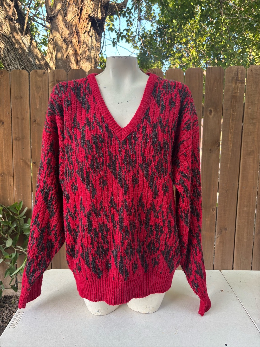 1989-1990s Vintage Granpa Sweater Large, Acrylic/Nylon blend V-neck.